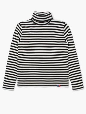 KULE The Turtleneck Cream Navy Stripe Top Size XS Breton Cotton